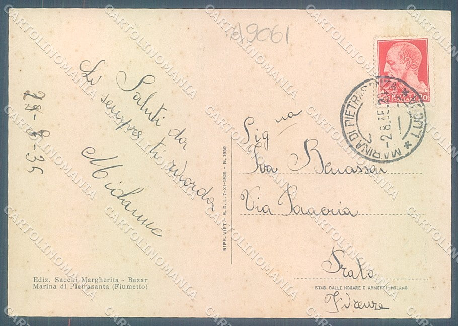 Lucca Pietrasanta Marina Spiaggia FG cartolina JK3479 – retro
