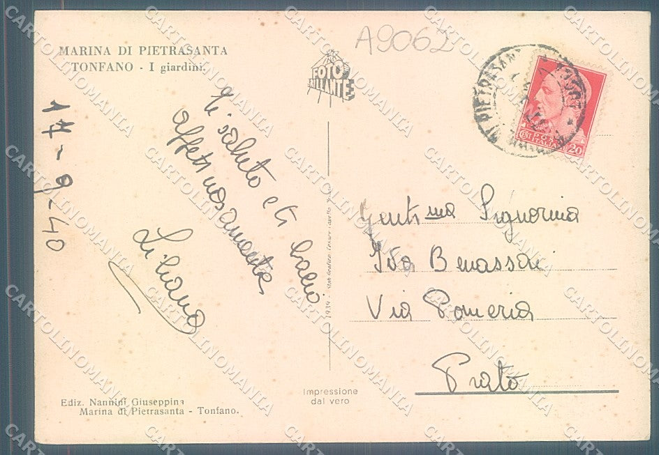 Lucca Pietrasanta Tonfano Giardini Foto FG cartolina JK3480 – retro