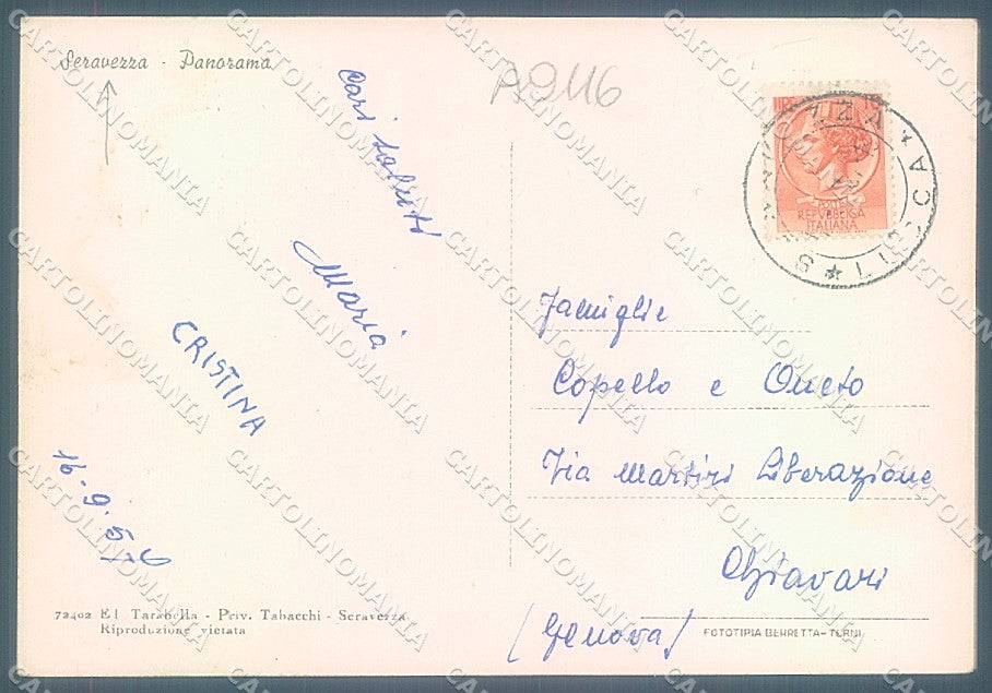 Lucca Seravezza FG cartolina JK3503 – retro