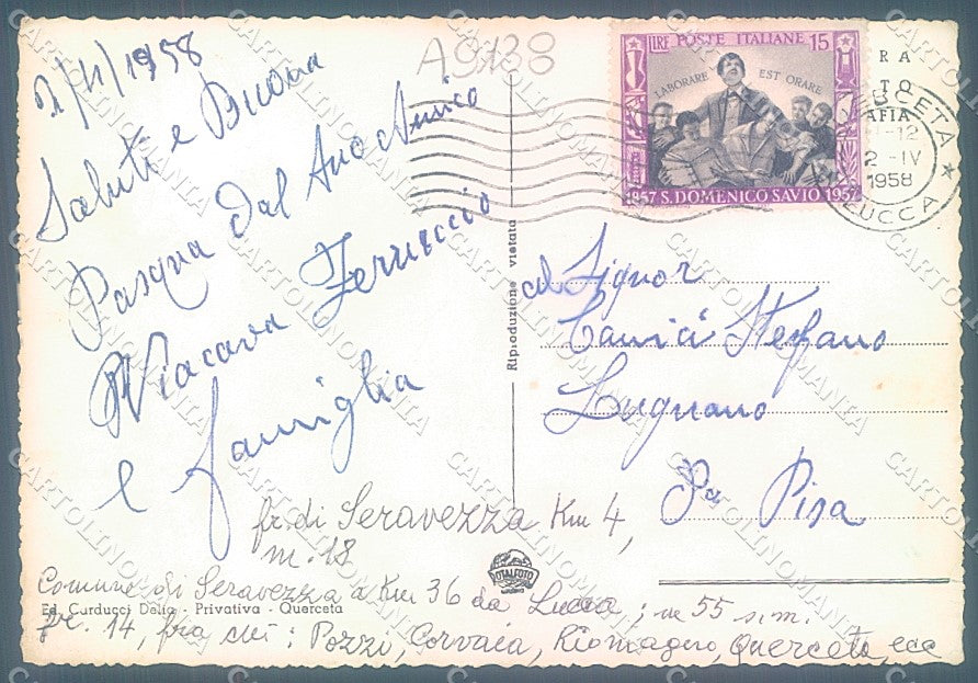 Lucca Seravezza Querceta Chiesa saluti da Foto FG cartolina JK3511 – retro