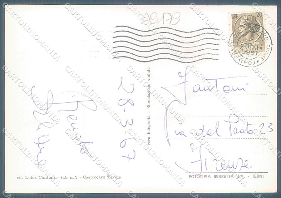 Forlì Castrocaro Terme Castello Foto FG cartolina JK3531 – retro