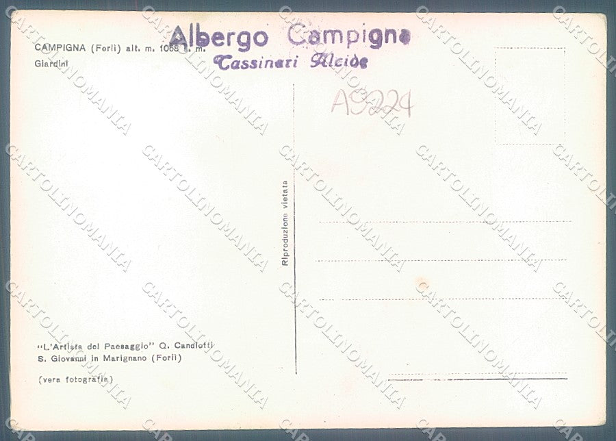 Forlì Campigna Albergo PIEGA ANGOLO Foto FG cartolina JK3555 – retro