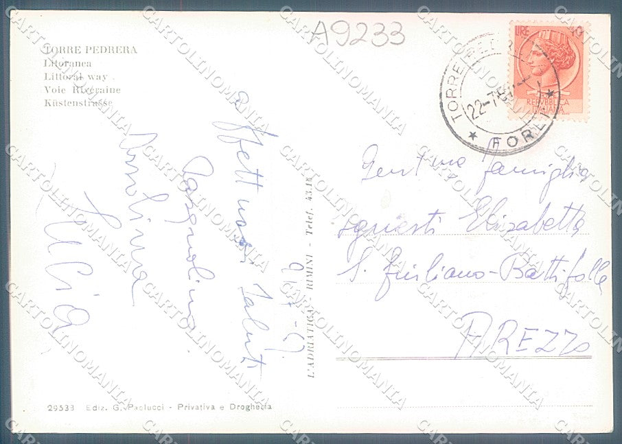 Rimini Torre Pedrera Litoranea Foto FG cartolina JK3562 – retro