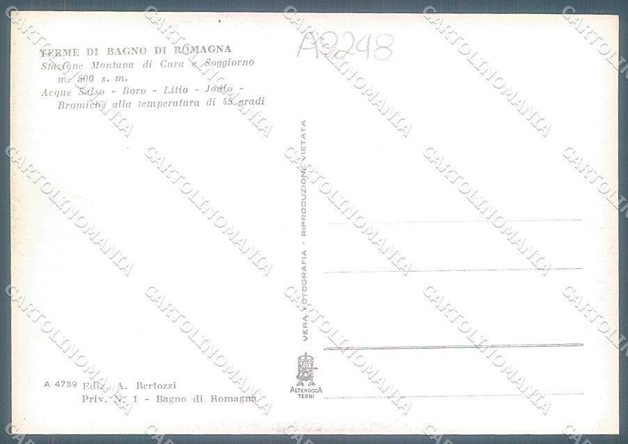 Forlì Bagno di Romagna Alterocca 4739 Foto FG cartolina JK3571 – retro