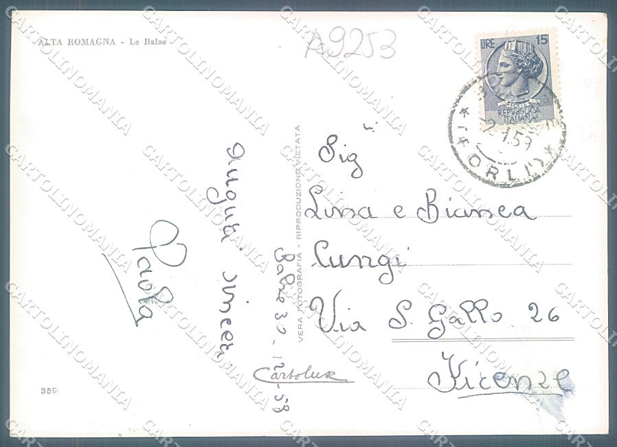 Forlì Verghereto Balze Foto FG cartolina JK3574 – retro