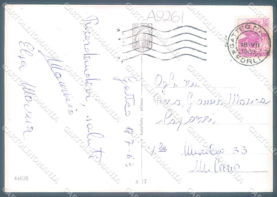 Forlì Gatteo Mare Hotel Spiaggia saluti da Foto FG cartolina JK3577 – retro