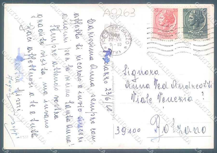Trento Predazzo Foto FG cartolina JK3578 – retro
