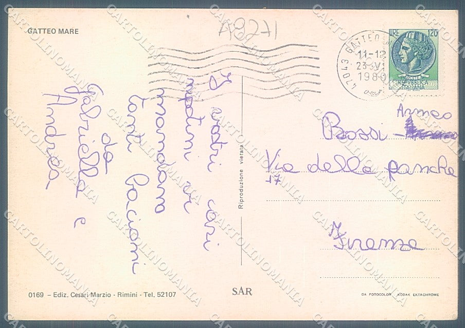 Forlì Gatteo Mare Spiaggia saluti da Foto FG cartolina JK3582 – retro