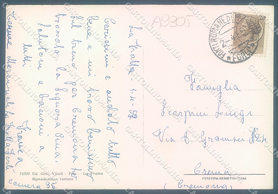 Forlì Bertinoro Fratta saluti da Foto FG cartolina JK3598 – retro