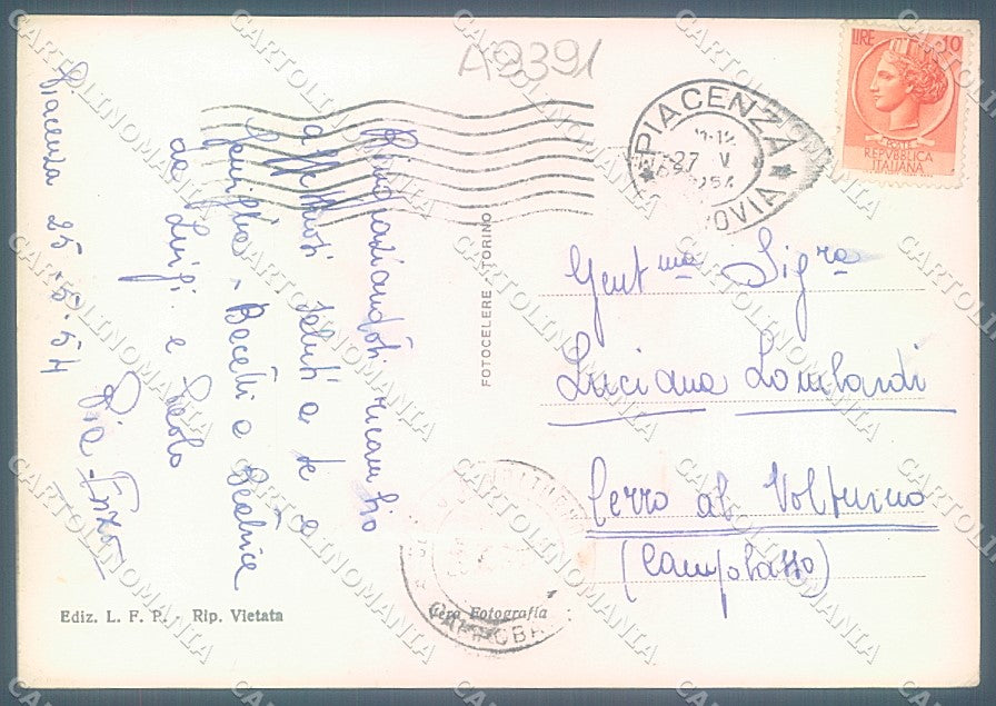 Piacenza Città Ponti sul Po Foto FG cartolina JK3632 – retro