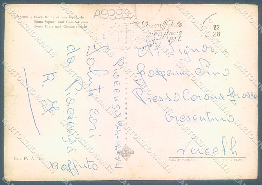 Piacenza Città Piazzale Roma PIEGHE Foto FG cartolina JK3633 – retro