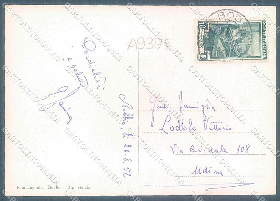 Piacenza Bobbio Castello Monte Penice saluti da Foto FG cartolina JK3634 – retro