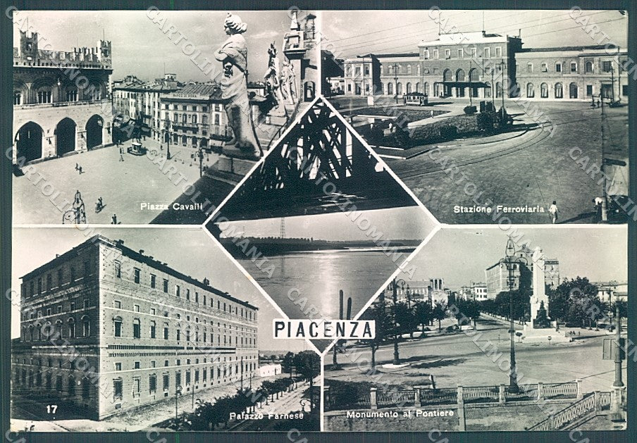 Piacenza Città Piazza Cavalli Stazione Ferroviaria Foto FG cartolina JK3637 – fronte