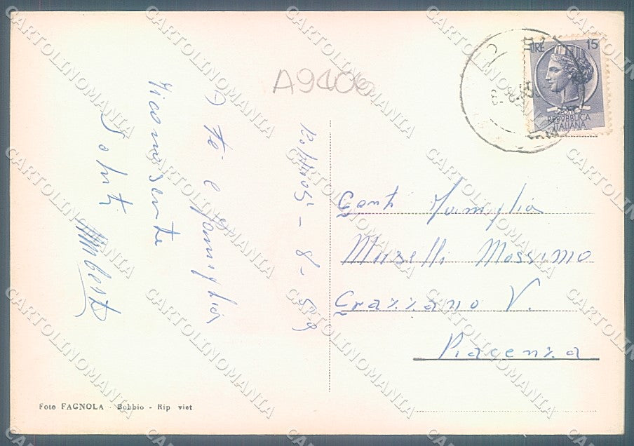 Piacenza Bobbio saluti da Foto FG cartolina JK3639 – retro