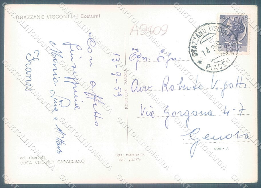 Piacenza Grazzano Visconti Costumi Foto FG cartolina JK3641 – retro