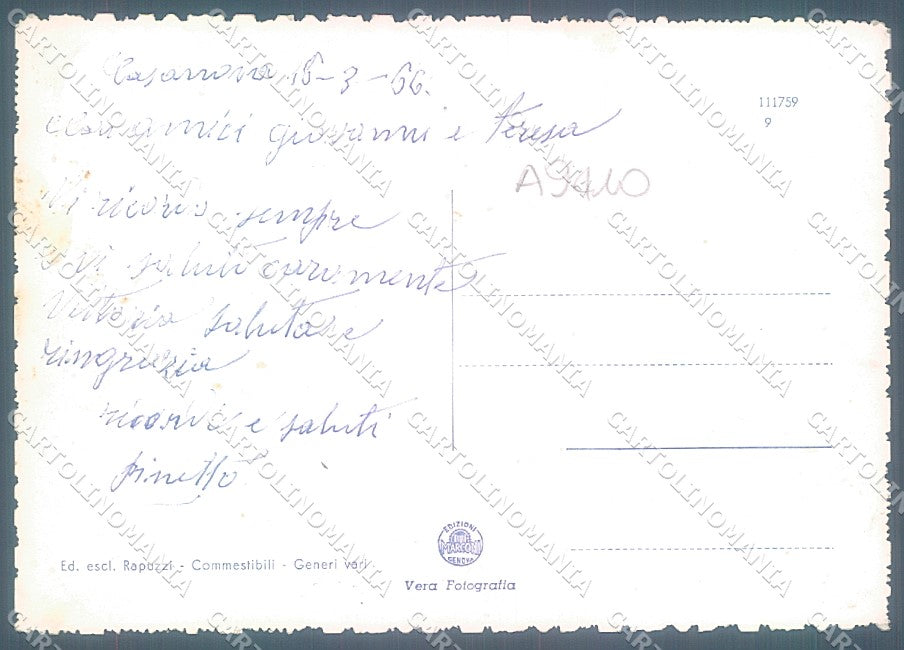 Genova Rovegno Casanova Valtrebbia Foto FG cartolina JK3642 – retro
