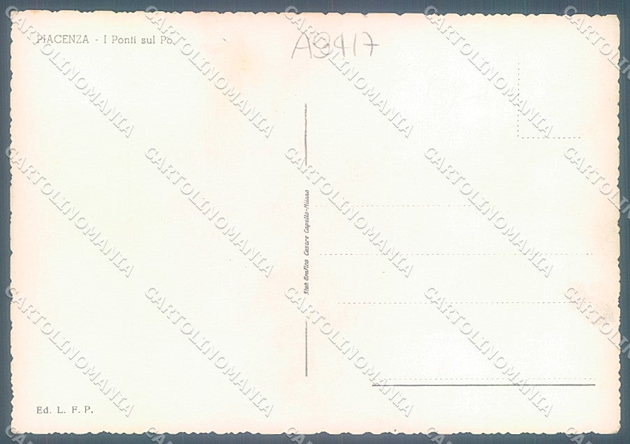 Piacenza Città Ponti sul Po Foto FG cartolina JK3643 – retro