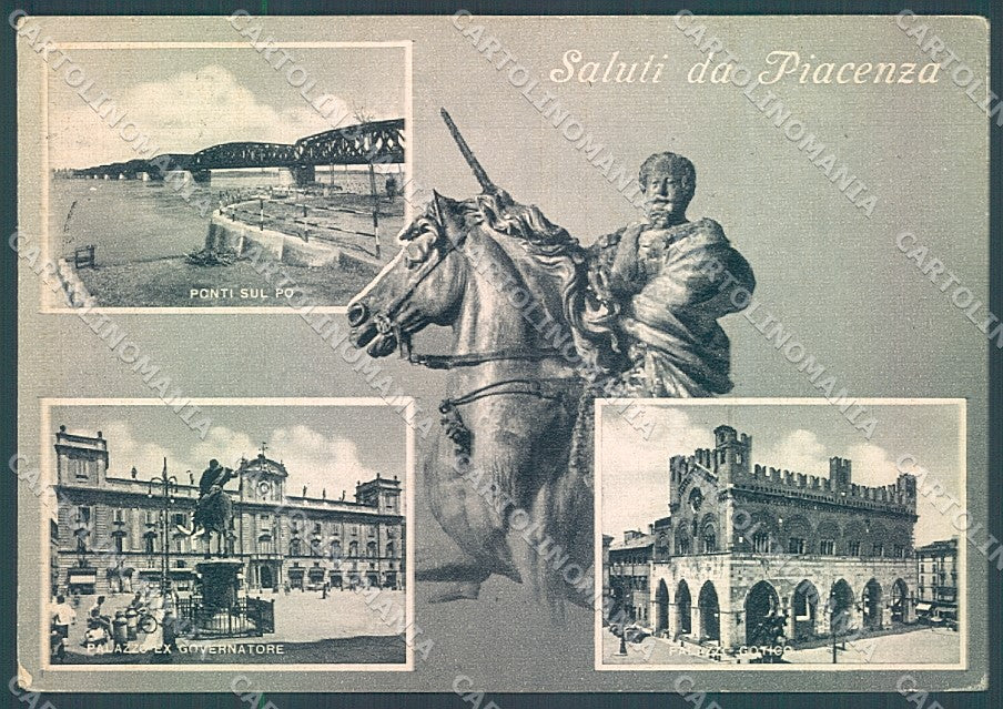 Piacenza Città Ponti sul Po Palazzo Gotico saluti da FG cartolina JK3644 – fronte