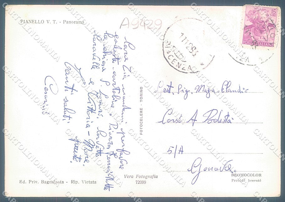 Piacenza Pianello Val Tidone PIEGHE Foto FG cartolina JK3650 – retro