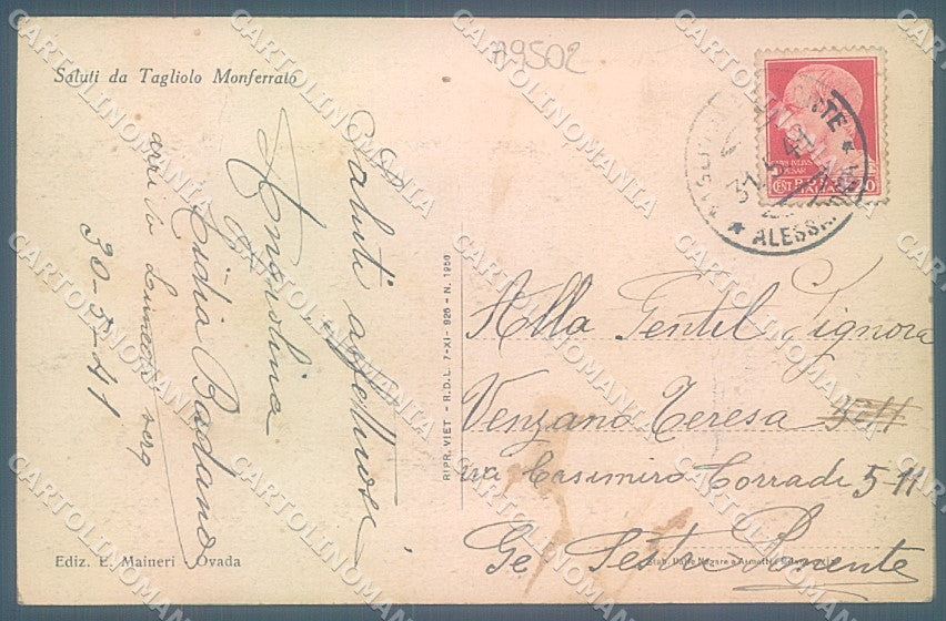 Alessandria Tagliolo Monferrato PIEGHE cartolina JK3691 – retro