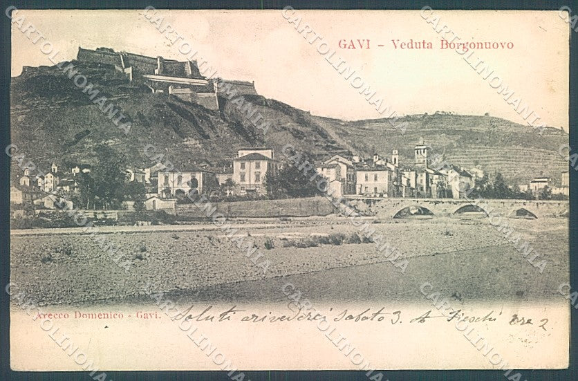 Alessandria Gavi Veduta Borgonuovo PIEGA cartolina JK3700 – fronte