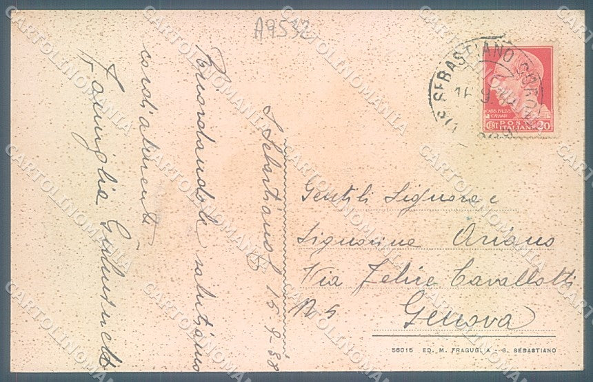 Alessandria San Sebastiano Curone cartolina JK3708 – retro
