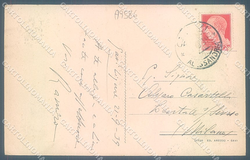 Alessandria Gavi Piazza Vittorio Emanuele II PIEGA ANGOLO cartolina JK3743 – retro
