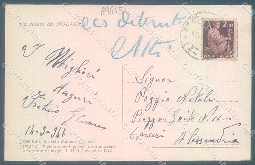 Alessandria Molare Castello Gaioli Boidi cartolina JK3777 – retro
