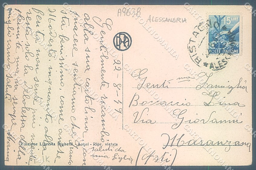 Alessandria Bistagno Castello cartolina JK3779 – retro