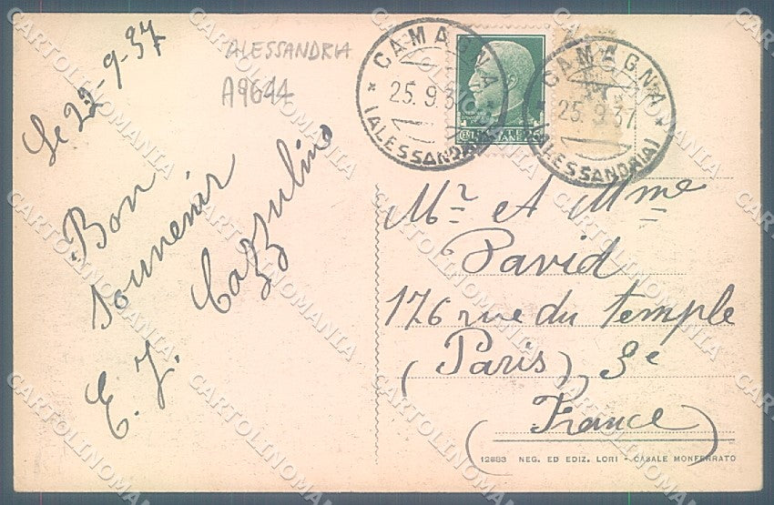 Alessandria Camagna Monferrato cartolina JK3784 – retro