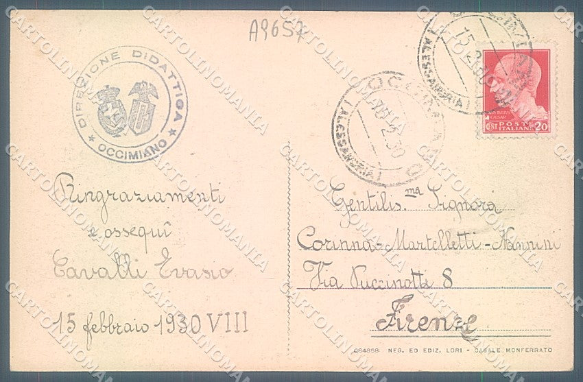 Alessandria Occimiano Scuola cartolina JK3789 – retro