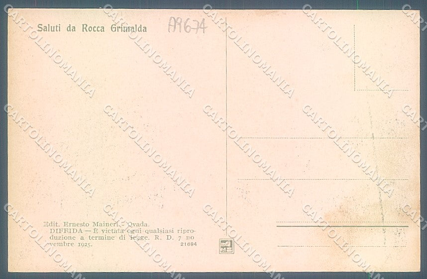 Alessandria Rocca Grimalda Modiano 21694 cartolina JK3801 – retro