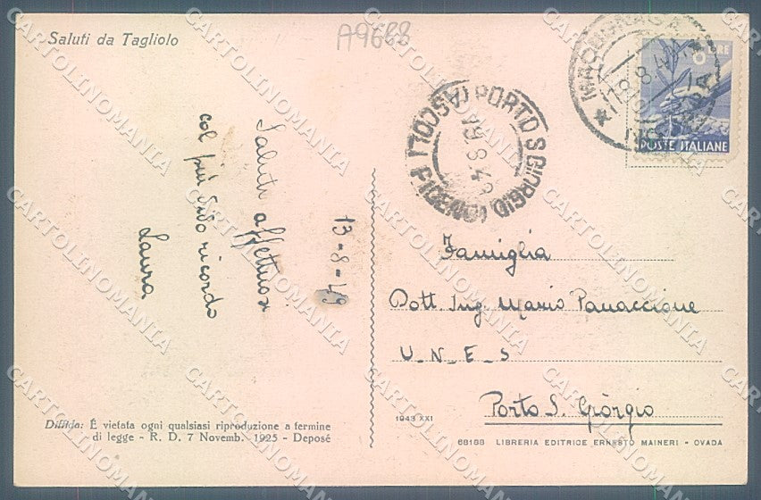 Alessandria Tagliolo cartolina JK3813 – retro