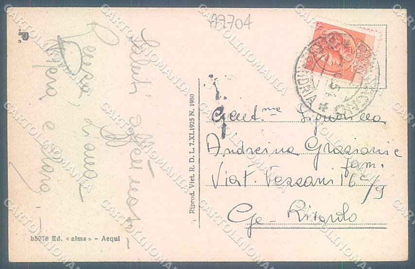 Alessandria Bistagno cartolina JK3823 – retro
