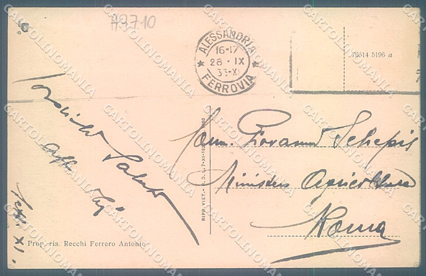 Alessandria Occimiano cartolina JK3827 – retro