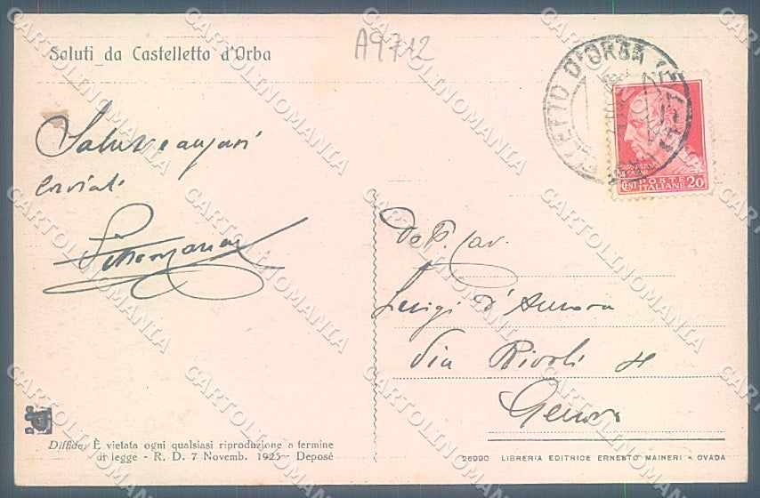 Alessandria Castelletto d'Orba cartolina JK3828 – retro