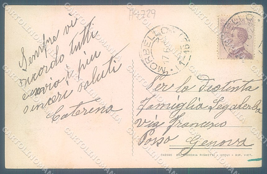 Alessandria Morbello Costa cartolina JK3835 – retro