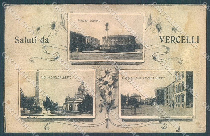 Vercelli Città Piazza Torino saluti da cartolina JK3862 – fronte