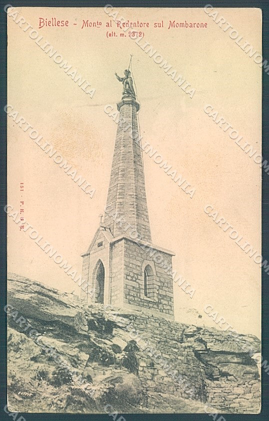 Biella Mombarone Monumento al Redentore PIEGA ANGOLO cartolina JK3890 – fronte