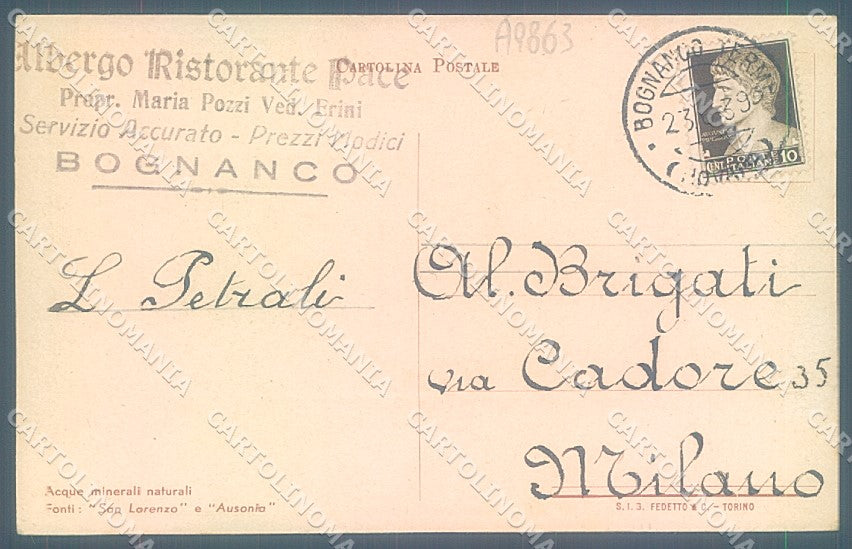 Verbania Bognanco Terme Stabilimento Ponte PIEGA ANGOLO cartolina JK3900 – retro
