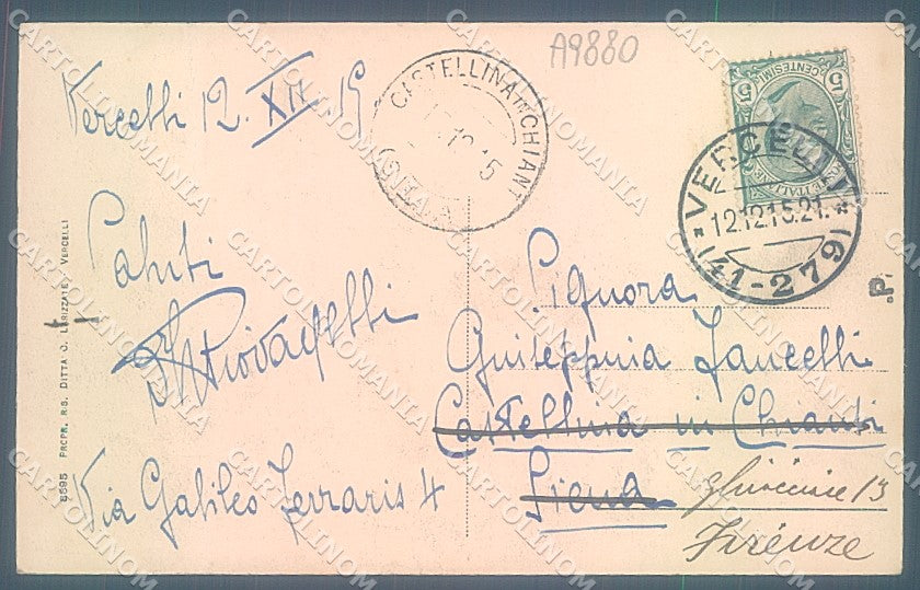 Vercelli Città Monumento Vittorio Emanuele II cartolina JK3913 – retro