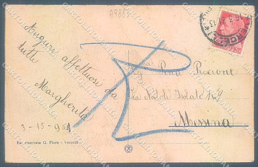 Vercelli Città Monumento Vittorio Emanuele II cartolina JK3915 – retro