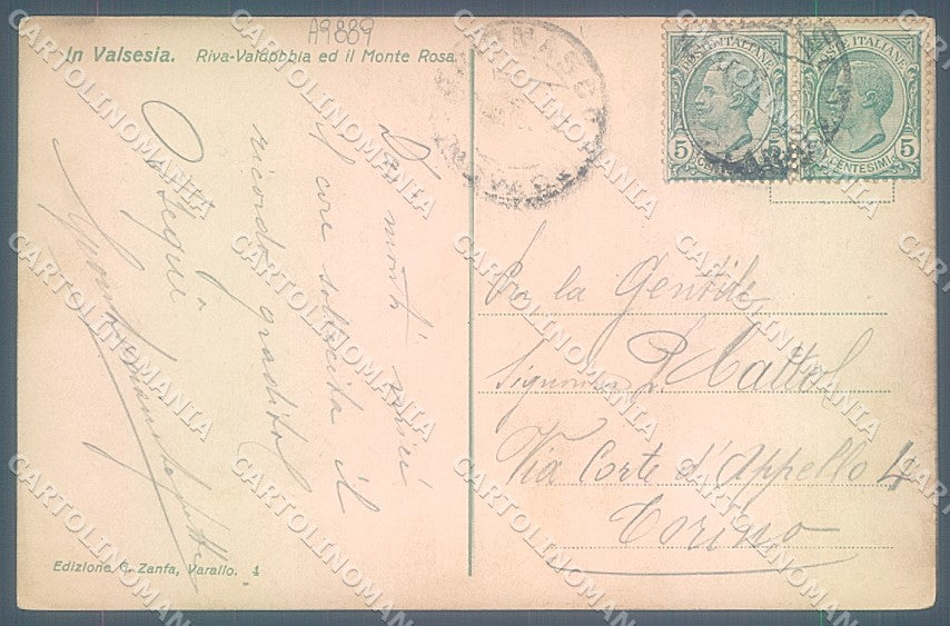 Vercelli Riva Valdobbia Valsesia Monte Rosa cartolina JK3920 – retro