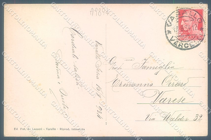 Vercelli Varallo Sesia Collegiata S. Gaudenzio Foto cartolina JK3923 – retro