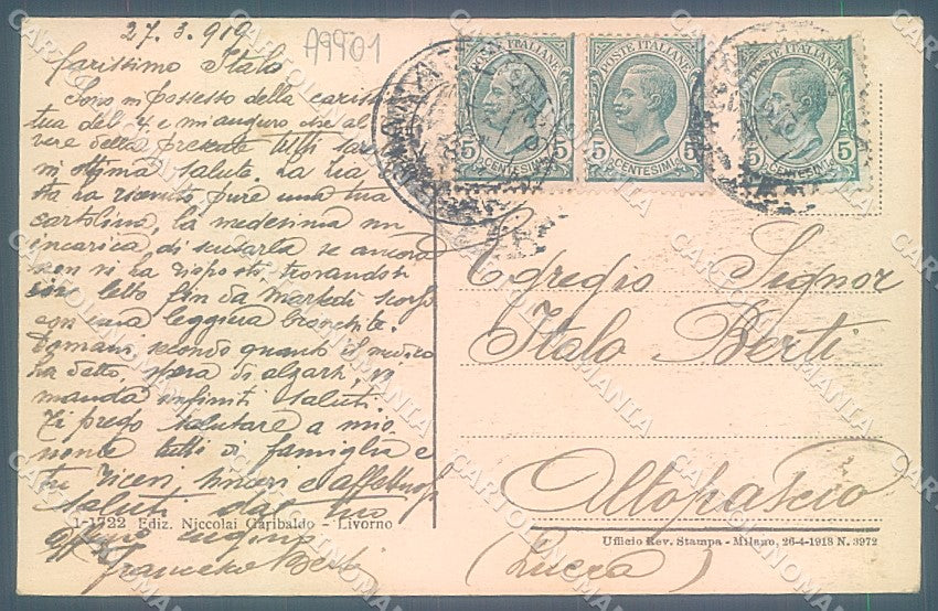Livorno Città Piazza Vittorio Emanuele Cattedrale cartolina JK3926 – retro