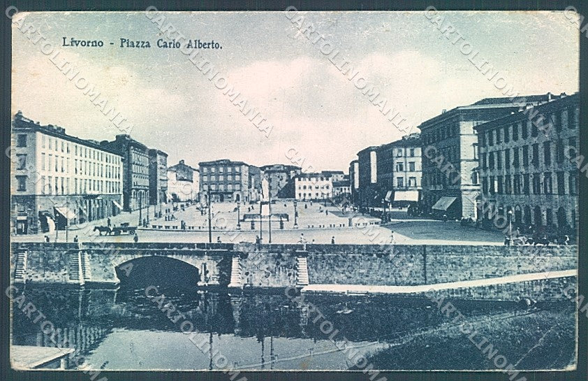 Livorno Città Ponte Piazza Carlo Alberto PIEGHINE cartolina JK3927 – fronte