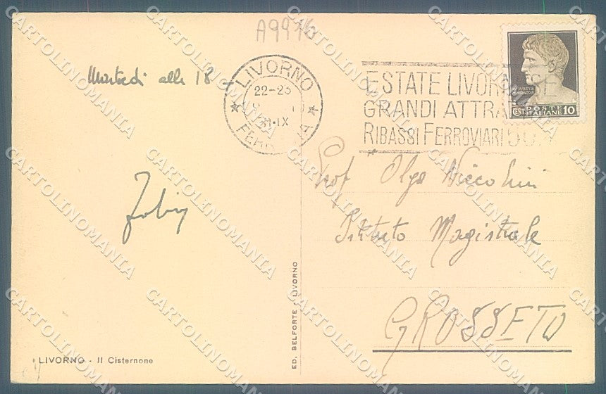 Livorno Città Romanetti Cisternone Illustrata cartolina JK3932 – retro
