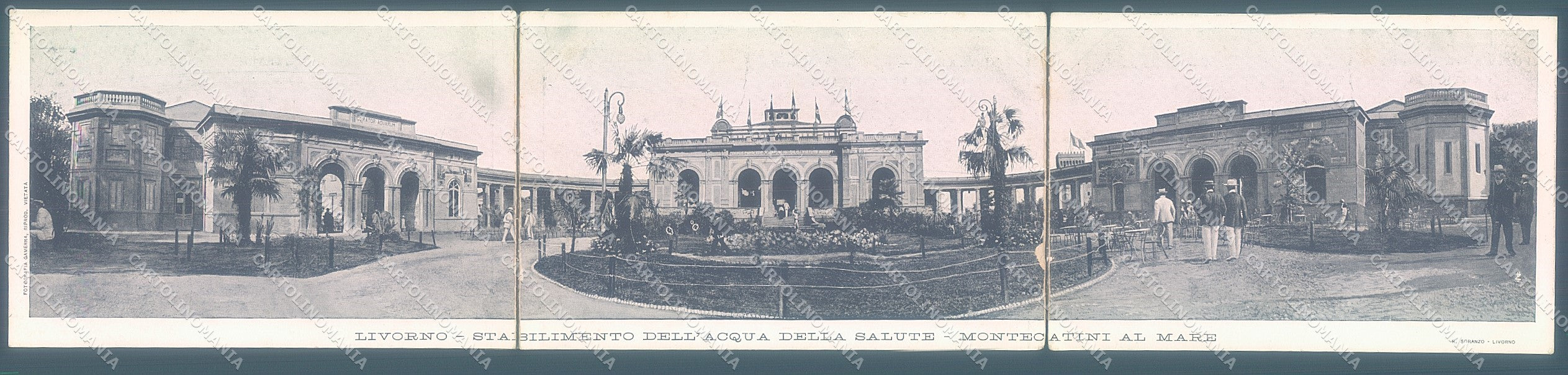 Livorno Città Stabilimento Acque Panoramica tripla cartolina JK3943 – retro