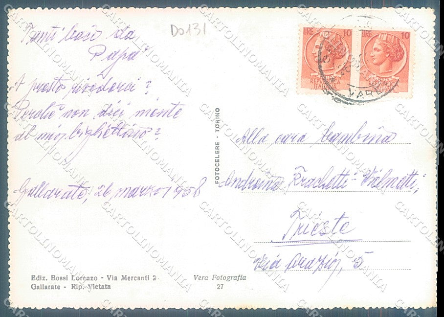 Varese Gallarate Foto FG cartolina JK4008 – retro