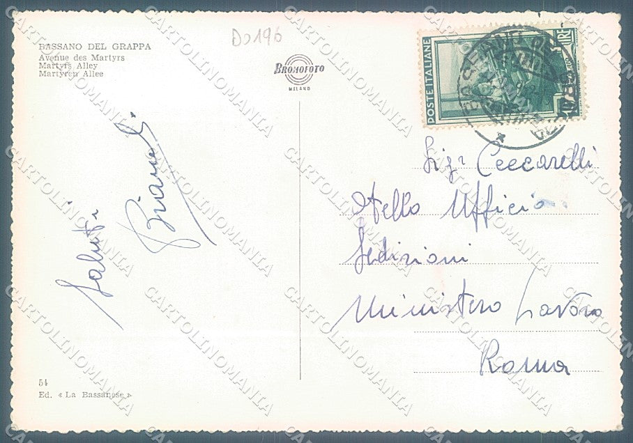 Vicenza Bassano del Grappa Viale dei Martiri Foto FG cartolina JK4045 – retro